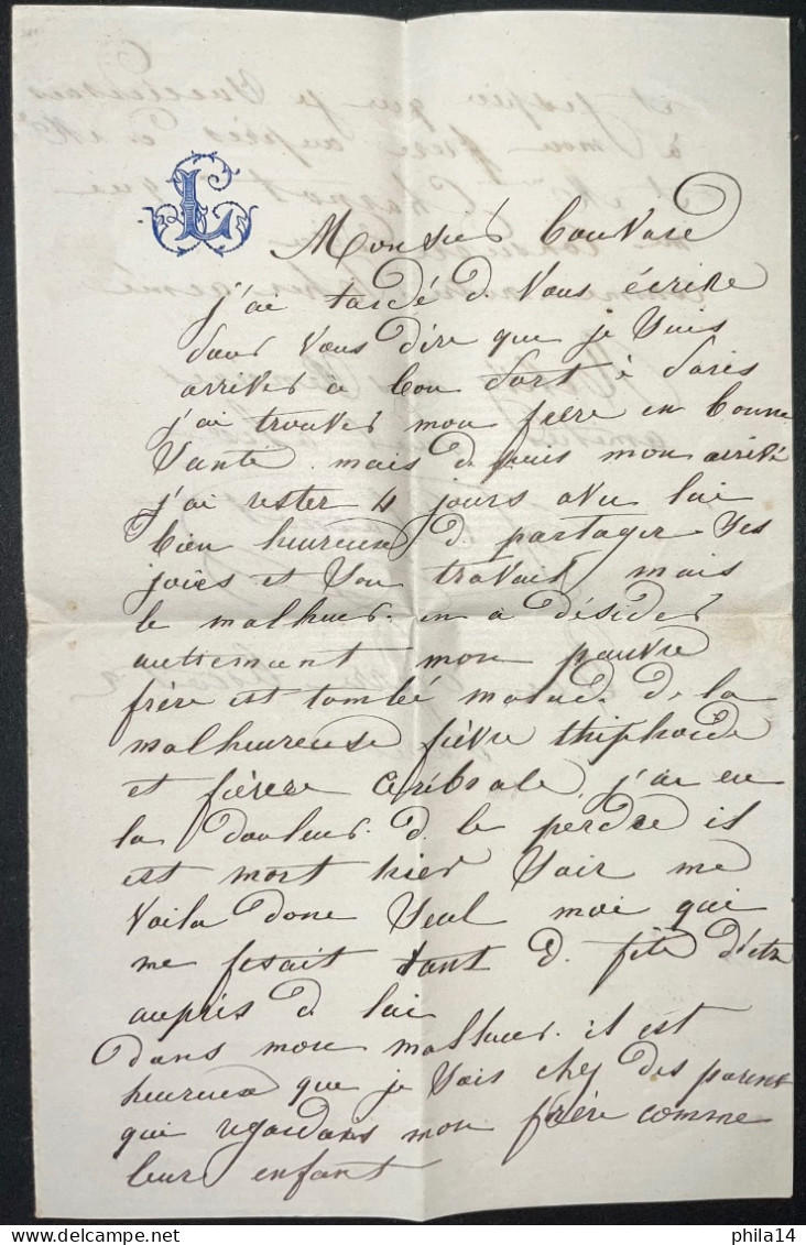 CORRESPONDANCE VERS 1880 D'UN HOMME EVOQUANT LE DECES DE SON FRERE A PARIS / SIGNE CHARNOT - Manuscrits