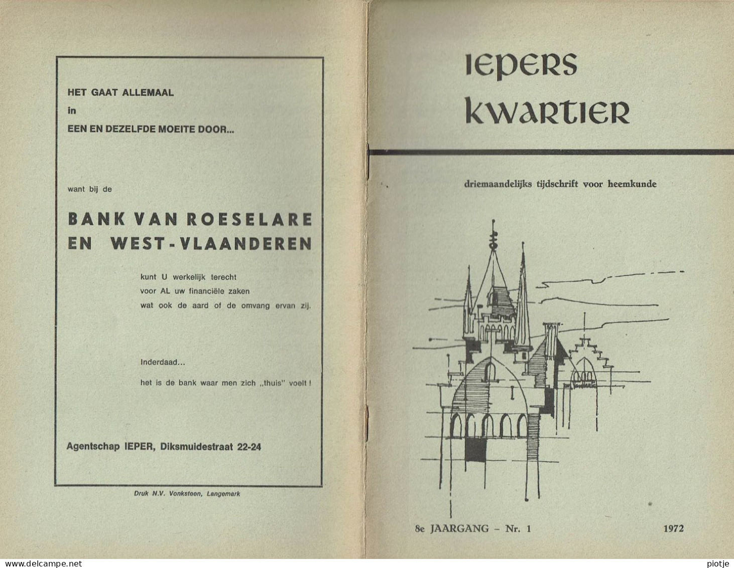 * Ieper - Ypres * (Iepers Kwartier - Jaargang 8 - Nr 1 - Maart 1972) Tijdschrift Voor Heemkunde - Heemkundige Kring - Geografía & Historia