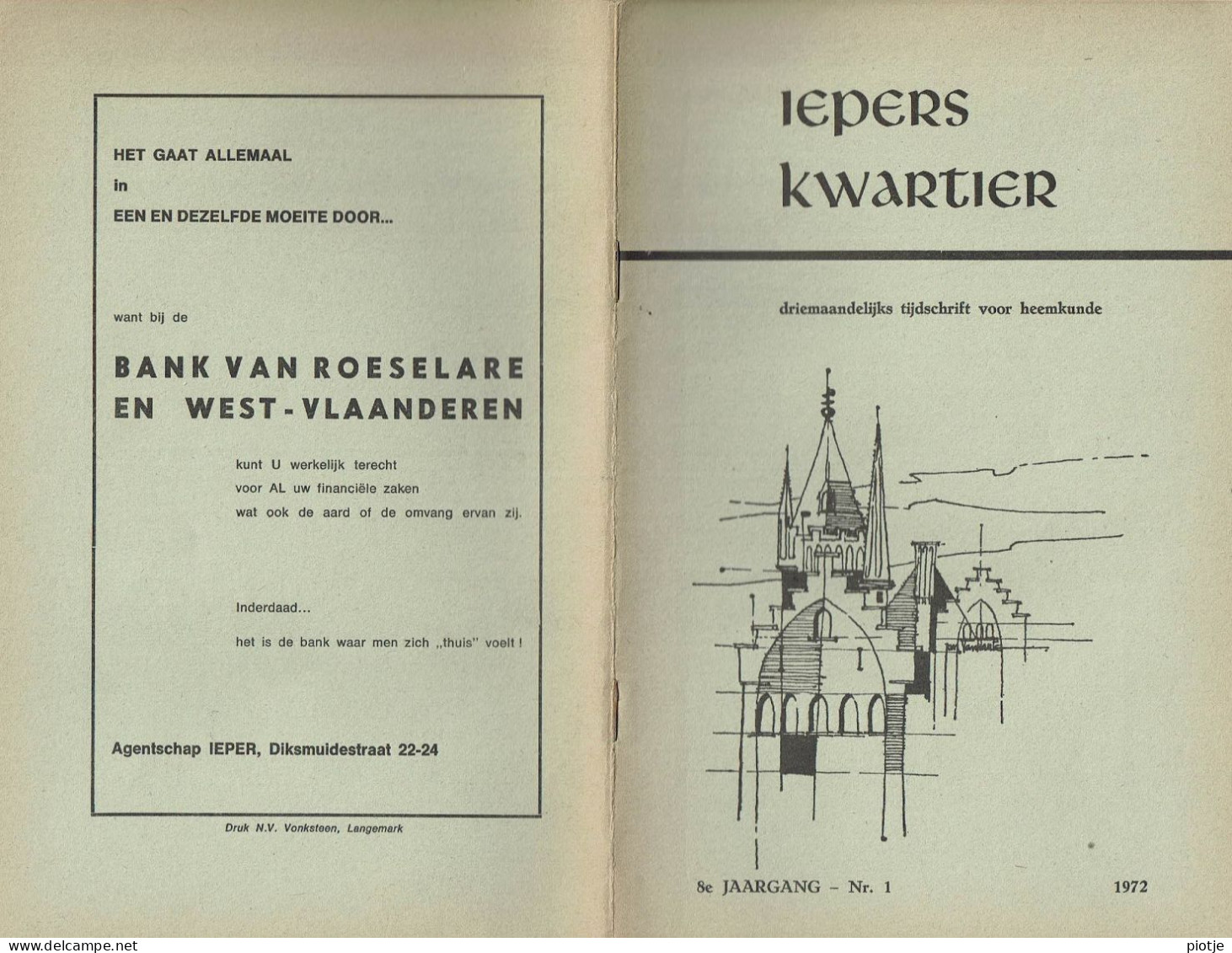 * Ieper - Ypres * (Iepers Kwartier - Jaargang 8 - Nr 1 - Maart 1972) Tijdschrift Voor Heemkunde - Heemkundige Kring - Geographie & Geschichte