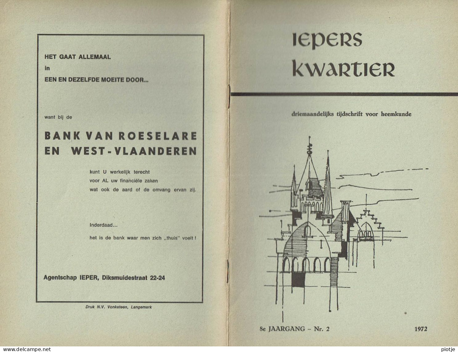 * Ieper - Ypres * (Iepers Kwartier - Jaargang 8 - Nr 2 - Juni 1972) Tijdschrift Voor Heemkunde - Heemkundige Kring - Aardrijkskunde & Geschiedenis