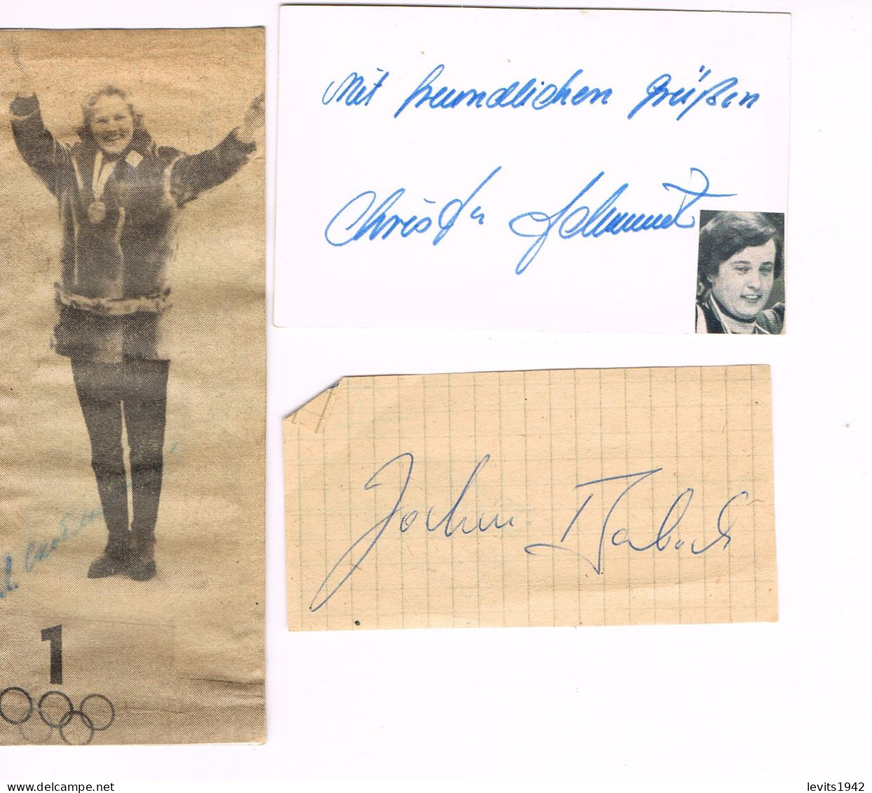 JEUX OLYMPIQUES  D'HIVER - 3 AUTOGRAPHES DE MEDAILLES OLYMPIQUES - URSS - RDA - RFA - - Autographes