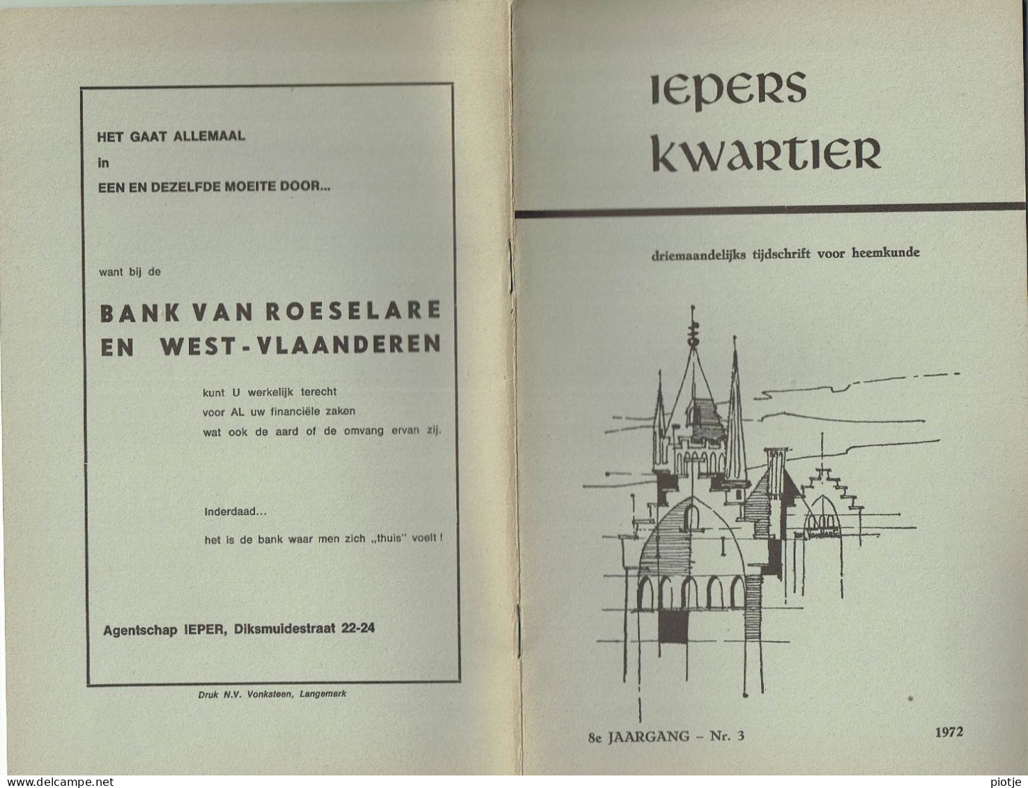 * Ieper - Ypres * (Iepers Kwartier - Jaargang 8 - Nr 3 - September 1972) Tijdschrift Voor Heemkunde - Heemkundige Kring - Geographie & Geschichte