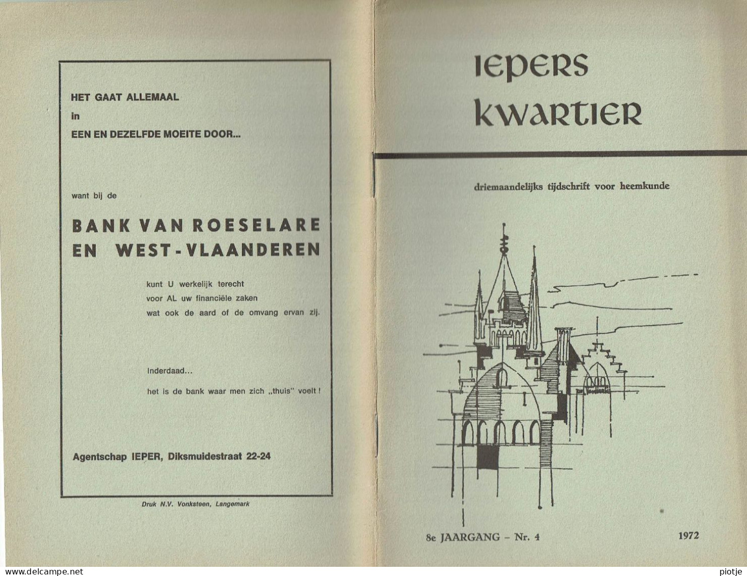 * Ieper - Ypres * (Iepers Kwartier - Jaargang 8 - Nr 4 - December 1972) Tijdschrift Voor Heemkunde - Heemkundige Kring - Aardrijkskunde & Geschiedenis