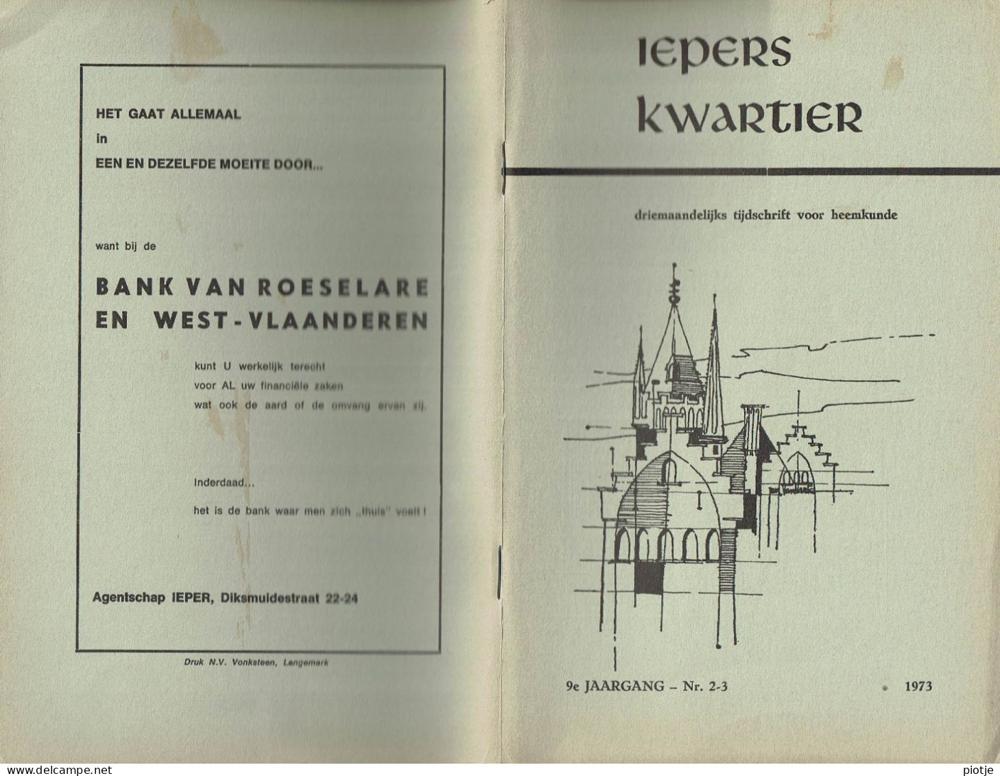 * Ieper - Ypres * (Iepers Kwartier - Jaargang 9 - Nr 2 & 3 - Juni 1973) Tijdschrift Voor Heemkunde - Heemkundige Kring - Aardrijkskunde & Geschiedenis