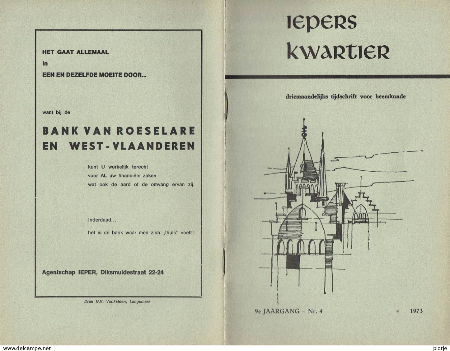 * Ieper - Ypres * (Iepers Kwartier - Jaargang 9 - Nr 4 - December 1973) Tijdschrift Voor Heemkunde - Heemkundige Kring - Geographie & Geschichte