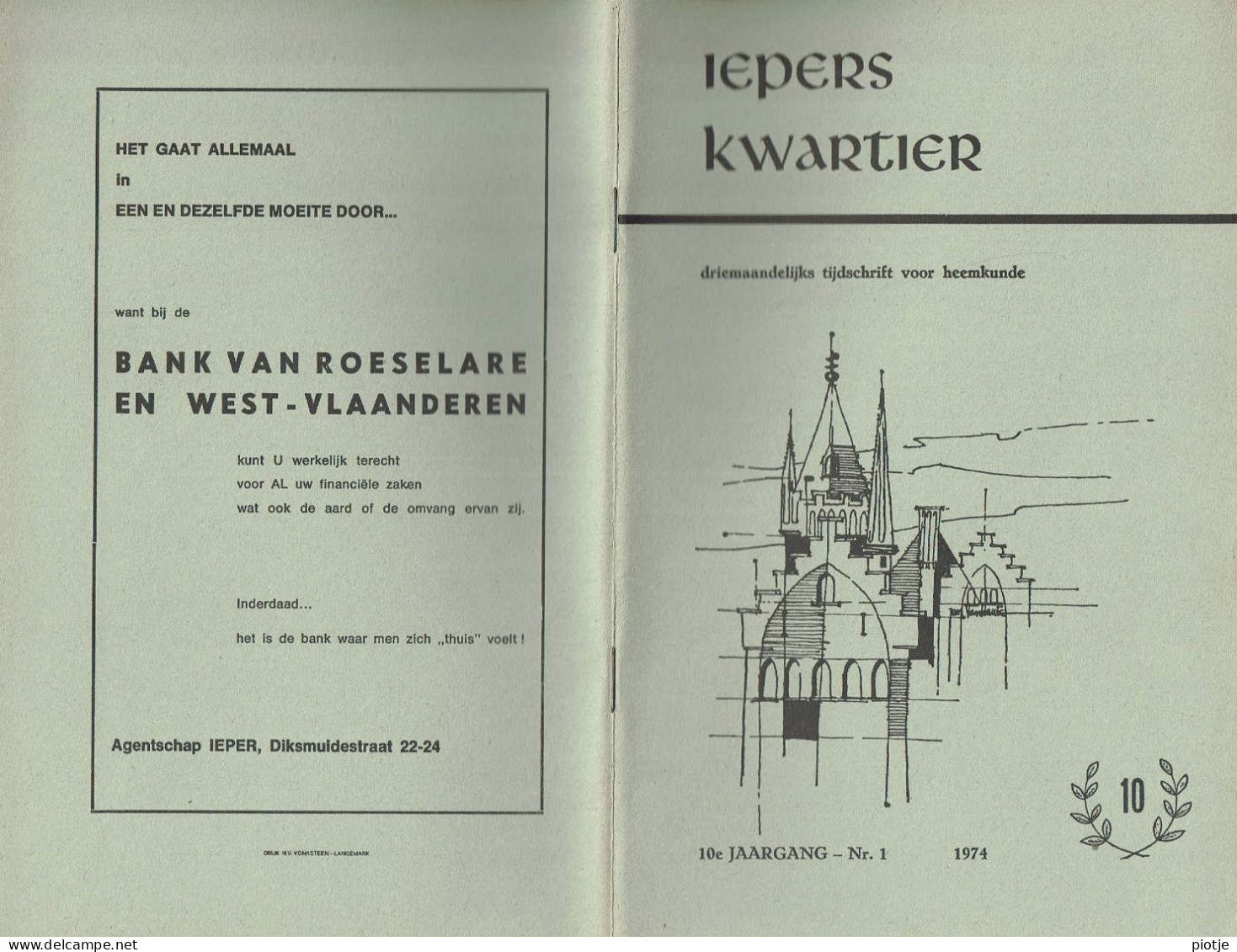 * Ieper - Ypres * (Iepers Kwartier - Jaargang 10 - Nr 1 - Maart 1974) Tijdschrift Voor Heemkunde - Heemkundige Kring - Aardrijkskunde & Geschiedenis