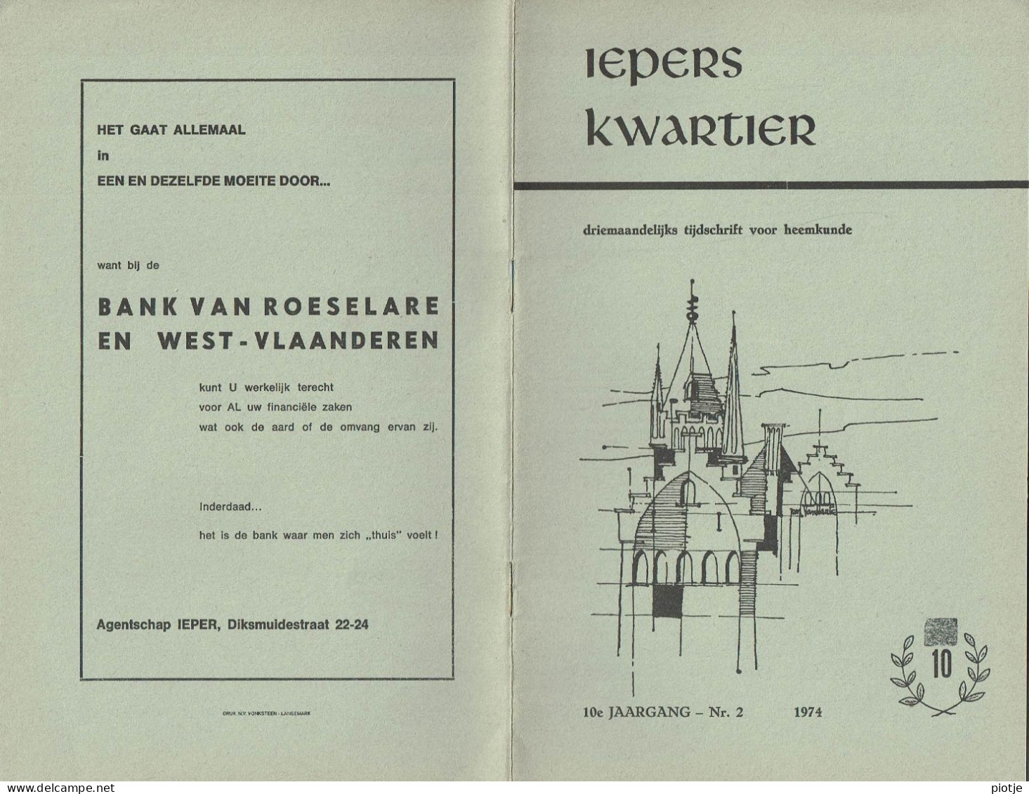 * Ieper - Ypres * (Iepers Kwartier - Jaargang 10 - Nr 2 - Juni 1974) Tijdschrift Voor Heemkunde - Heemkundige Kring - Geografía & Historia