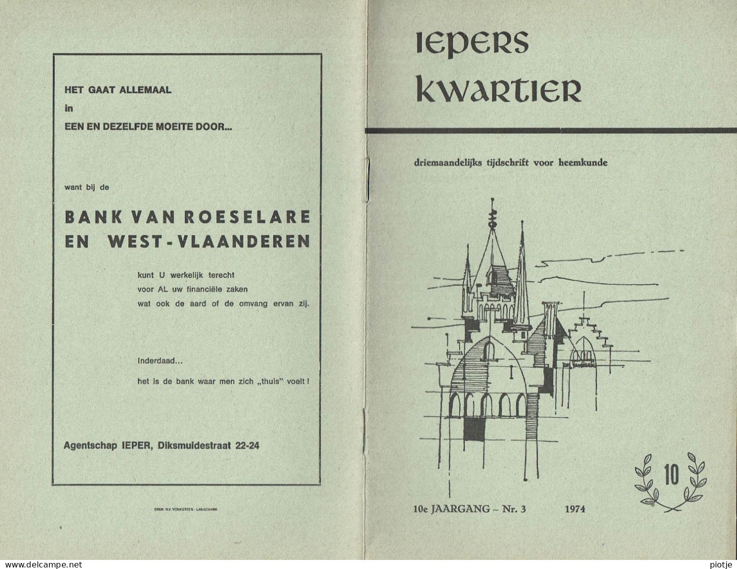 * Ieper - Ypres * (Iepers Kwartier - Jaargang 10 - Nr 3 - September 1974) Tijdschrift Voor Heemkunde - Heemkundige Kring - Geografía & Historia