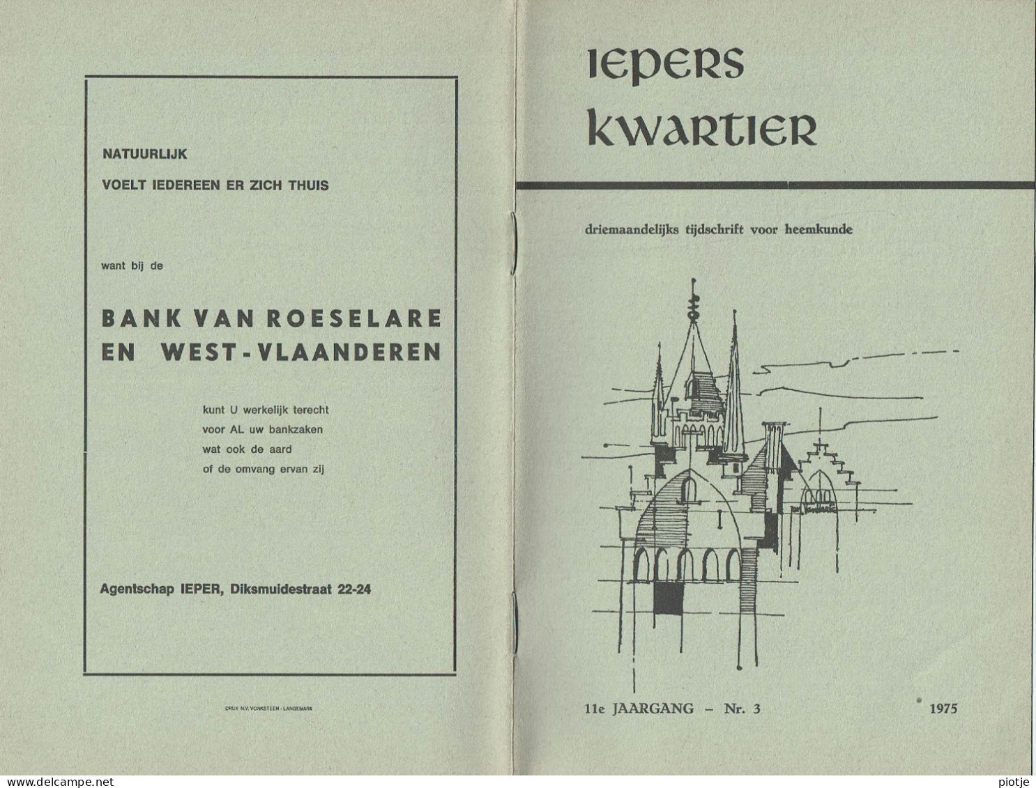 * Ieper - Ypres * (Iepers Kwartier - Jaargang 11 - Nr 3 - September 1975) Tijdschrift Voor Heemkunde - Heemkundige Kring - Geographie & Geschichte