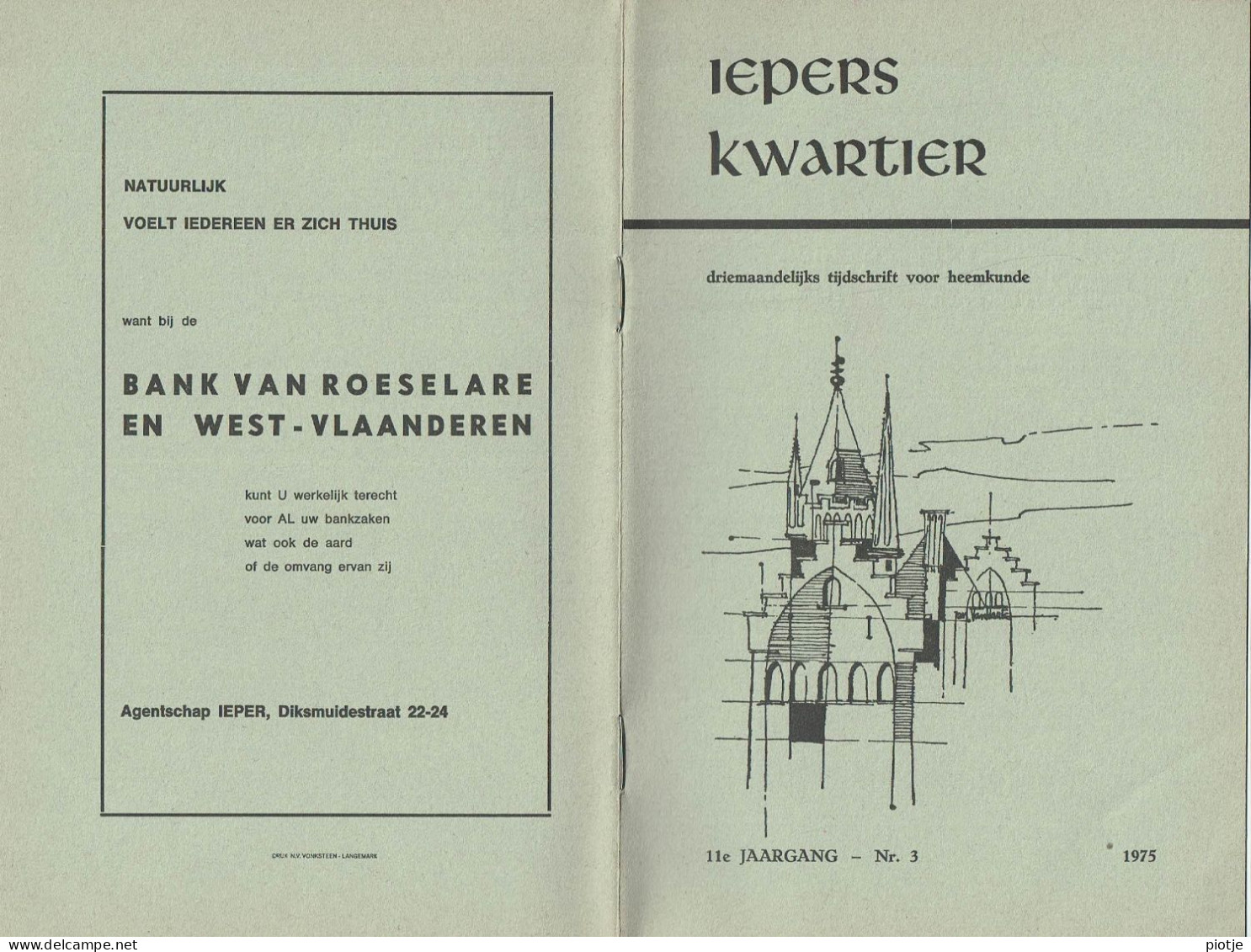 * Ieper - Ypres * (Iepers Kwartier - Jaargang 11 - Nr 3 - September 1975) Tijdschrift Voor Heemkunde - Heemkundige Kring - Géographie & Histoire