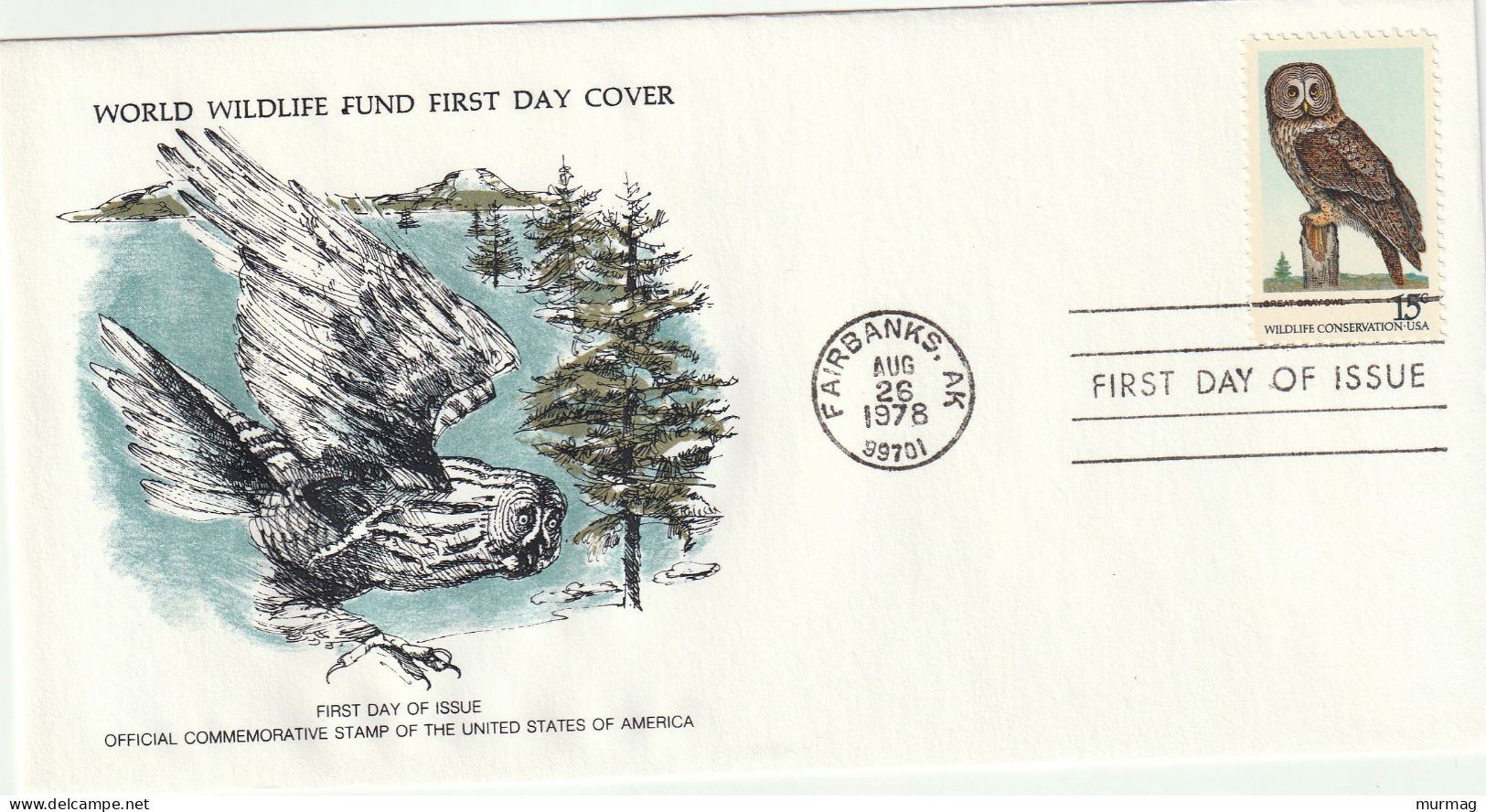 ETATS-UNIS (USA) - 4 Env. FDC, WWF, Grand Hibou, Hibou Saw-whet, Hibou Rayé - 1978 - Médaillier Franklin N° 85-88 - 1971-1980