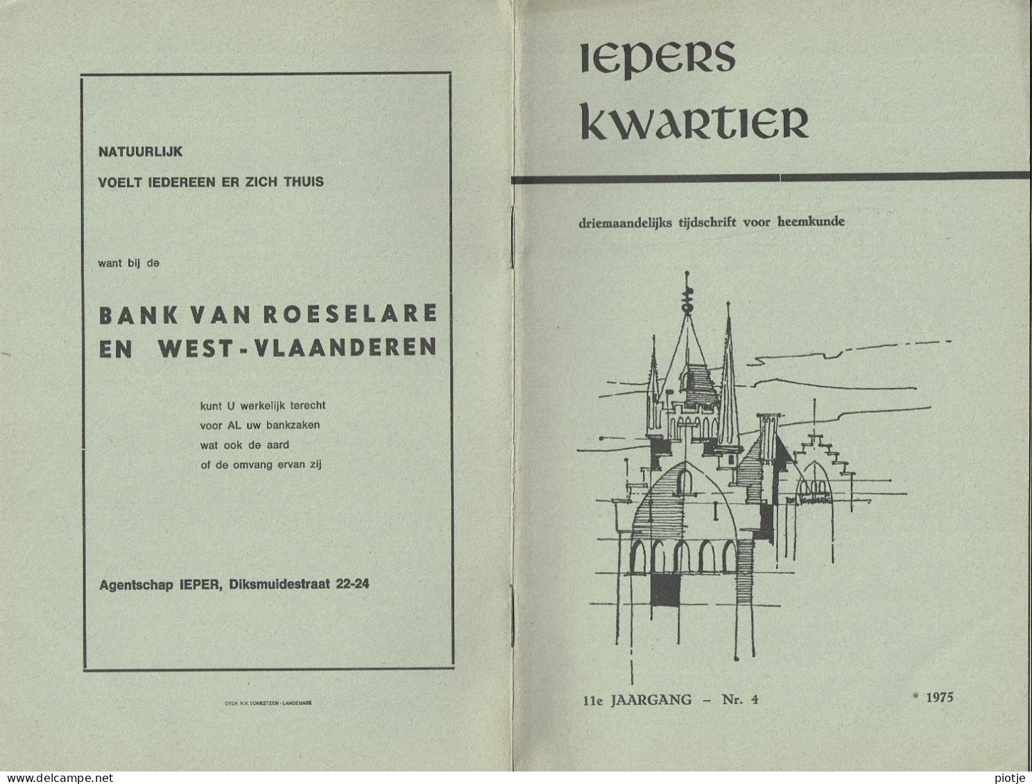 * Ieper - Ypres * (Iepers Kwartier - Jaargang 11 - Nr 4 - December 1975) Tijdschrift Voor Heemkunde - Heemkundige Kring - Geographie & Geschichte