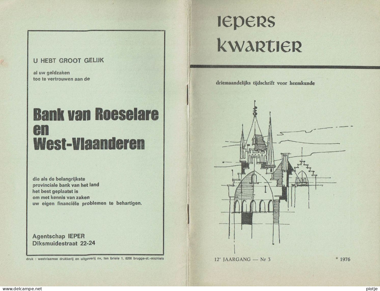 * Ieper - Ypres * (Iepers Kwartier - Jaargang 12 - Nr 3 - September 1976) Tijdschrift Voor Heemkunde - Heemkundige Kring - Geographie & Geschichte