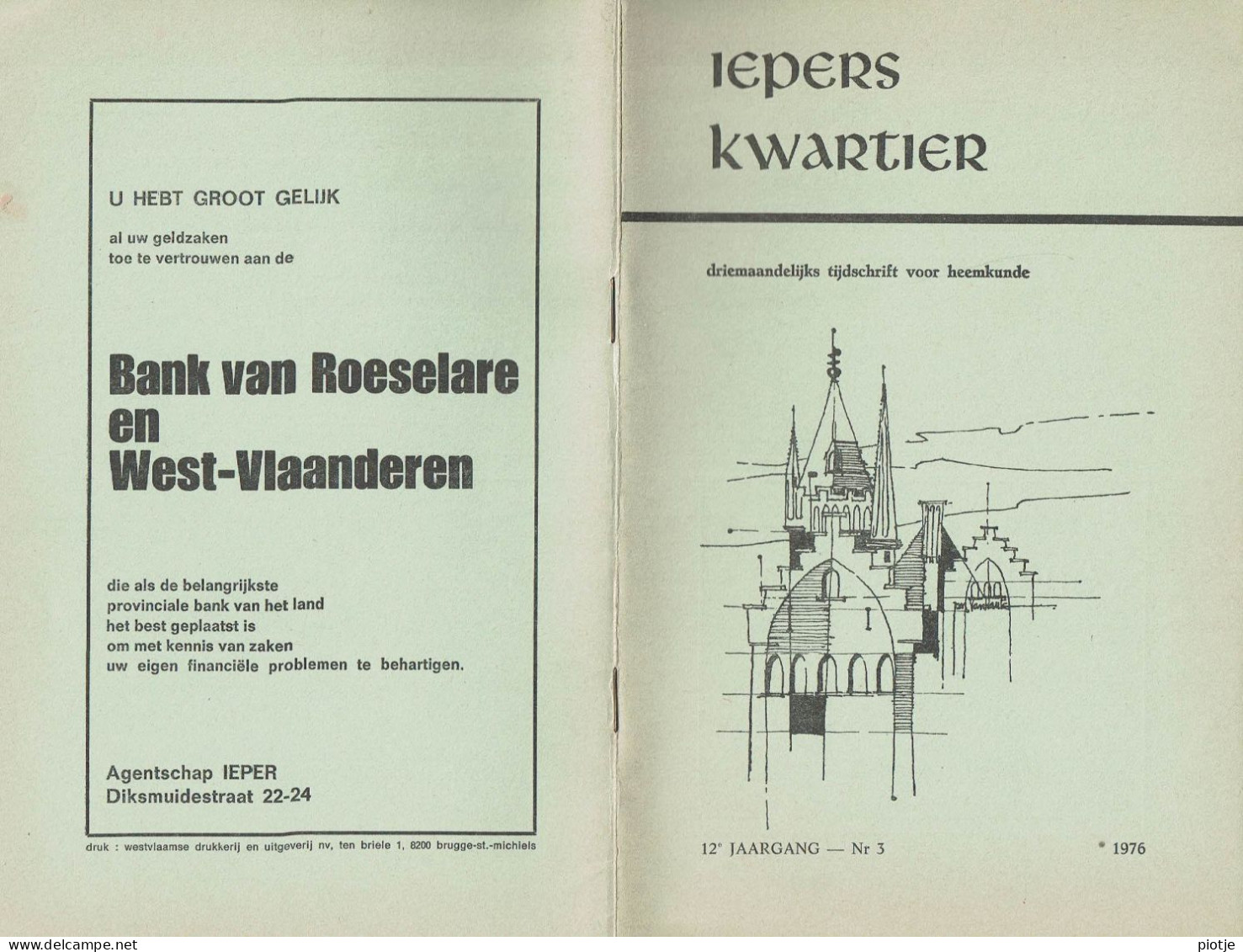 * Ieper - Ypres * (Iepers Kwartier - Jaargang 12 - Nr 3 - September 1976) Tijdschrift Voor Heemkunde - Heemkundige Kring - Aardrijkskunde & Geschiedenis