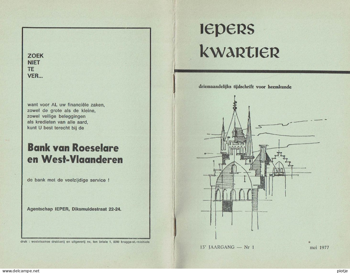 * Ieper - Ypres * (Iepers Kwartier - Jaargang 13 - Nr 1 - Mei 1977) Tijdschrift Voor Heemkunde - Heemkundige Kring - Aardrijkskunde & Geschiedenis