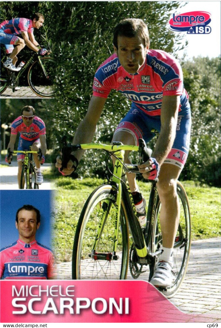 Carte Cyclisme Cycling Ciclismo サイクリング Format Cpm Equipe Cyclisme Pro Lampre - ISD 2011 Michele Scarponi Italie Sup.E - Radsport