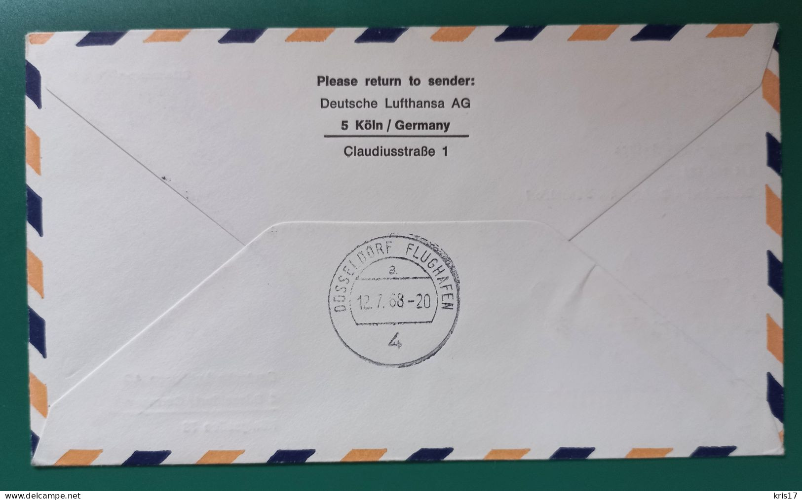 (ENV)(LUF31) 1968 Lettre LUFTHANSA Erstflug Flight Vol Budapest Düsseldorf Germany - Storia Postale