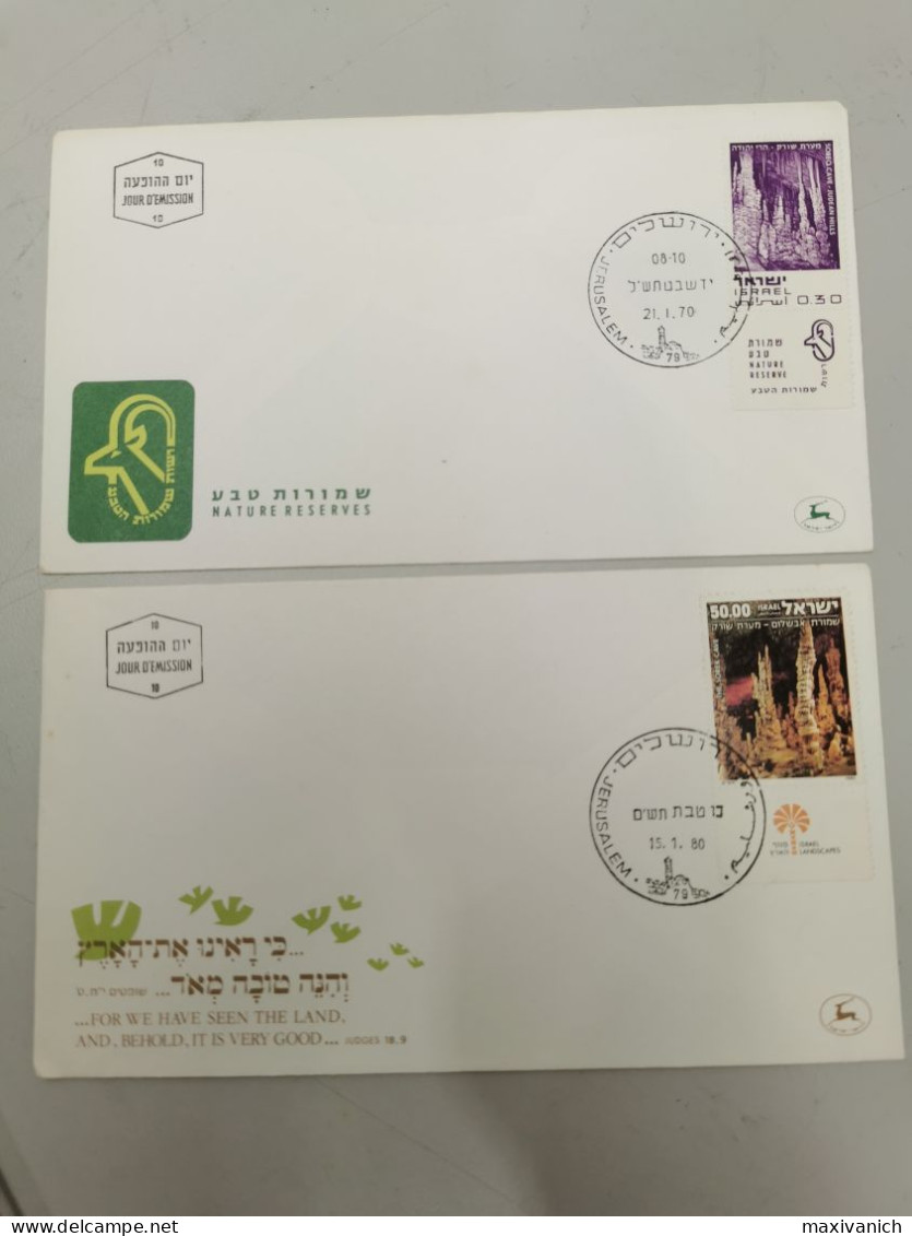 Israel 1970 1980 Nature Reserves Soreq Stalactite Cave 2 FDC - Oblitérés (sans Tabs)