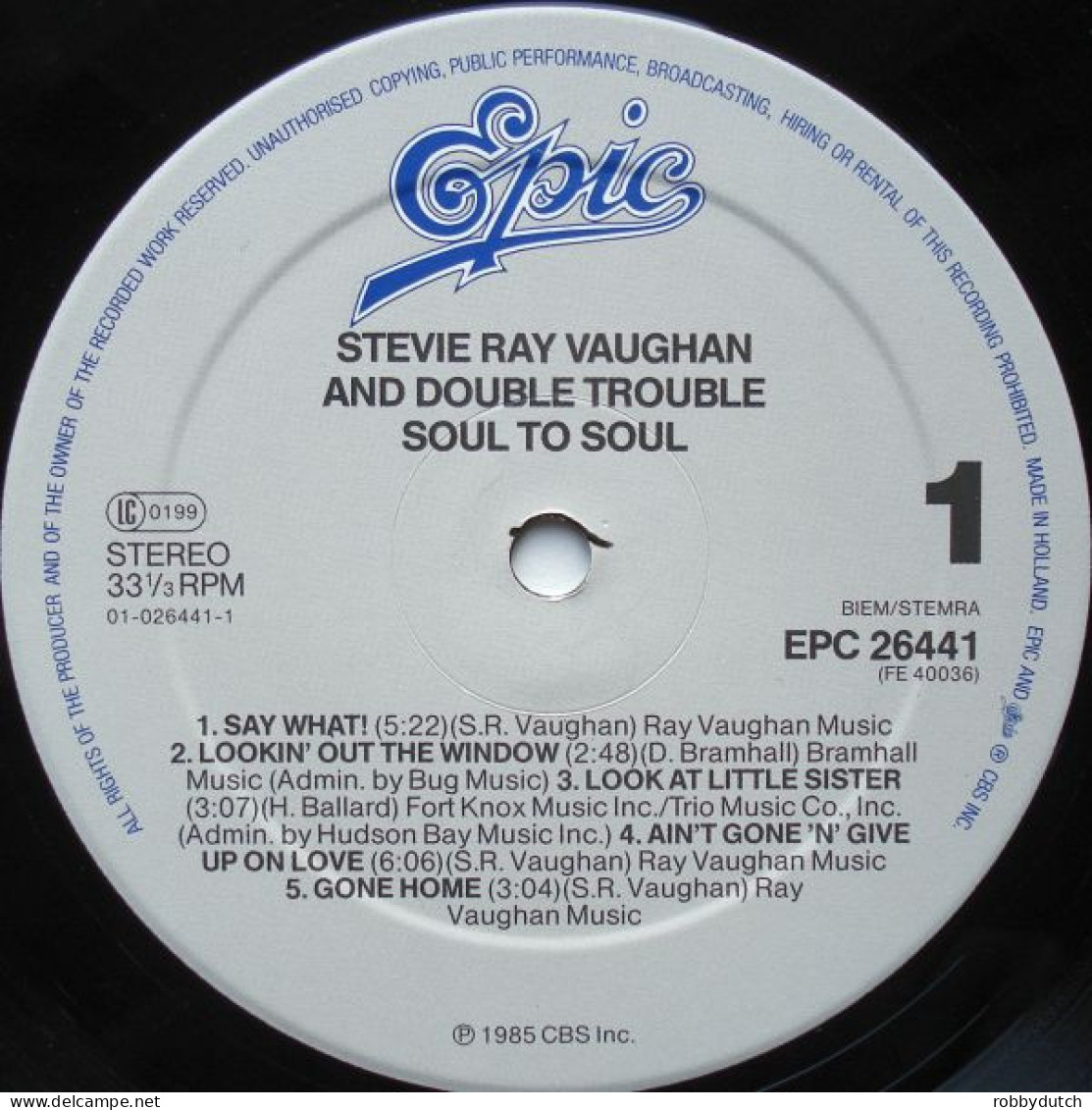 * LP *  STEVIE RAY VAUGHAN & DOUBLE TROUBLE - SOUL TO SOUL (Europe 1985 EX!!) - Blues