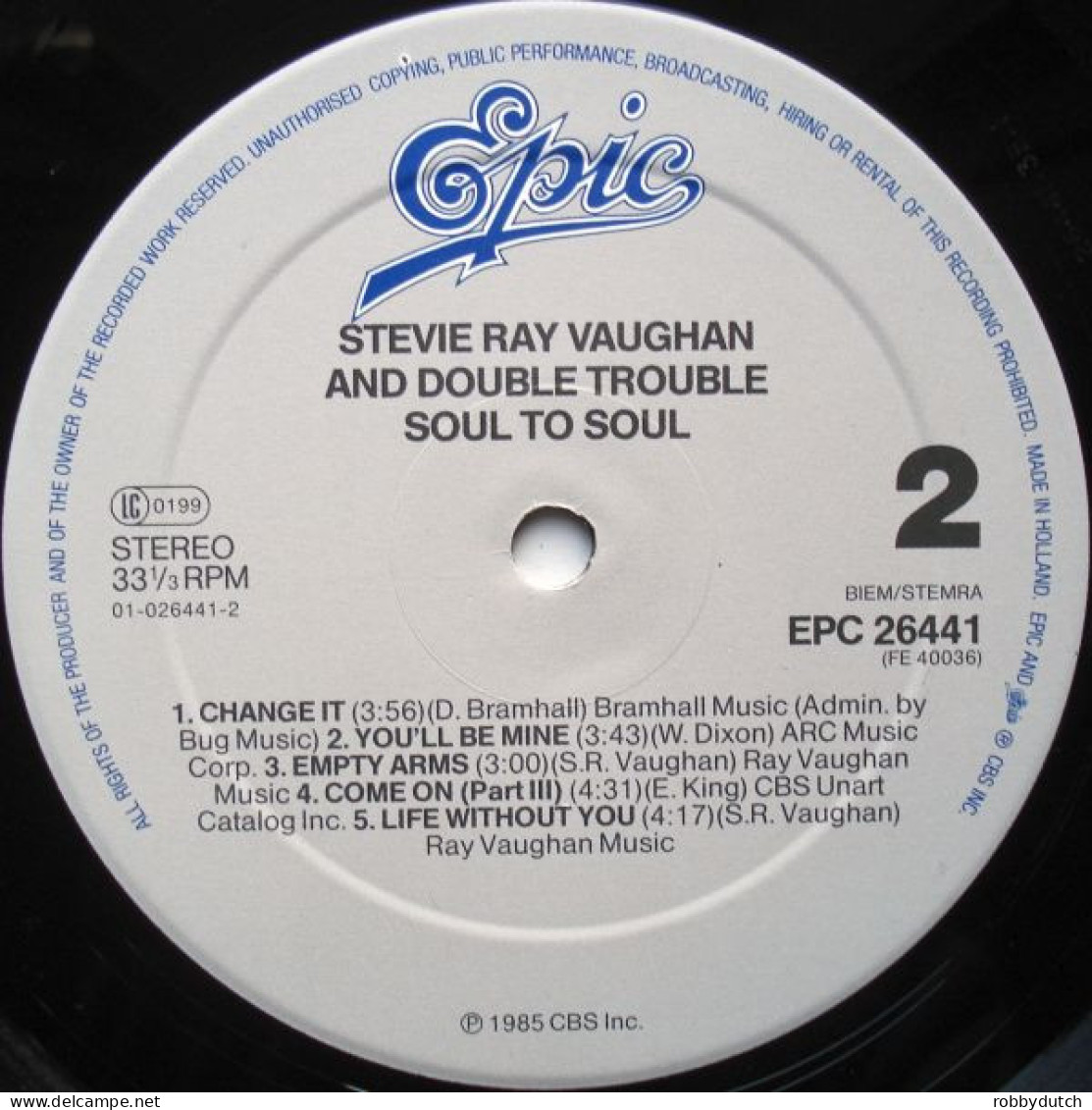 * LP *  STEVIE RAY VAUGHAN & DOUBLE TROUBLE - SOUL TO SOUL (Europe 1985 EX!!) - Blues