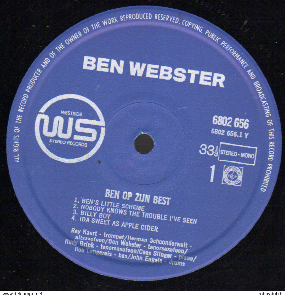 * LP *  BEN WEBSTER - BEN OP ZIJN BEST (Holland 1970 Near Mint!!!) - Jazz