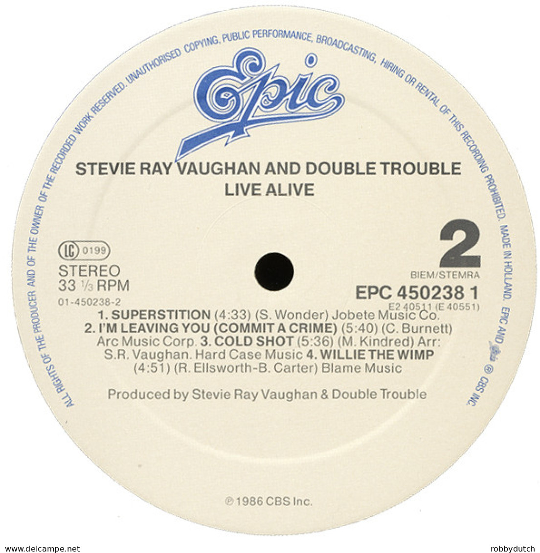 * 2LP *  STEVIE RAY VAUGHAN & DOUBLE TROUBLE - LIVE ALIVE  (Europe 1986 EX!!)