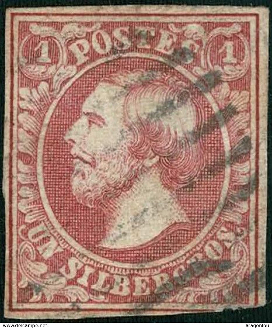 Luxembourg, Luxemburg 1852 Guillaume III. 1Sgr. Cachet Barres Michel:2 Certifié - 1852 Guillermo III