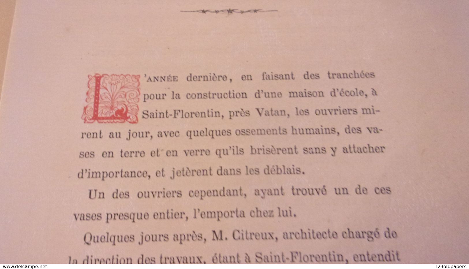 BERRY INDRE  VATAN 1875 REMY SOULAT NOTES SUR TOMBEAU GALLO ROMAIN DECOUVERT A SAINT FLORENTIN - Centre - Val De Loire