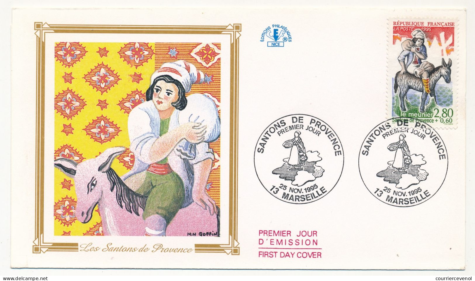 FRANCE - 6 Enveloppes Série Santons De Provence -  Obl P.J Marseille 25 Nov 1995 - Storia Postale