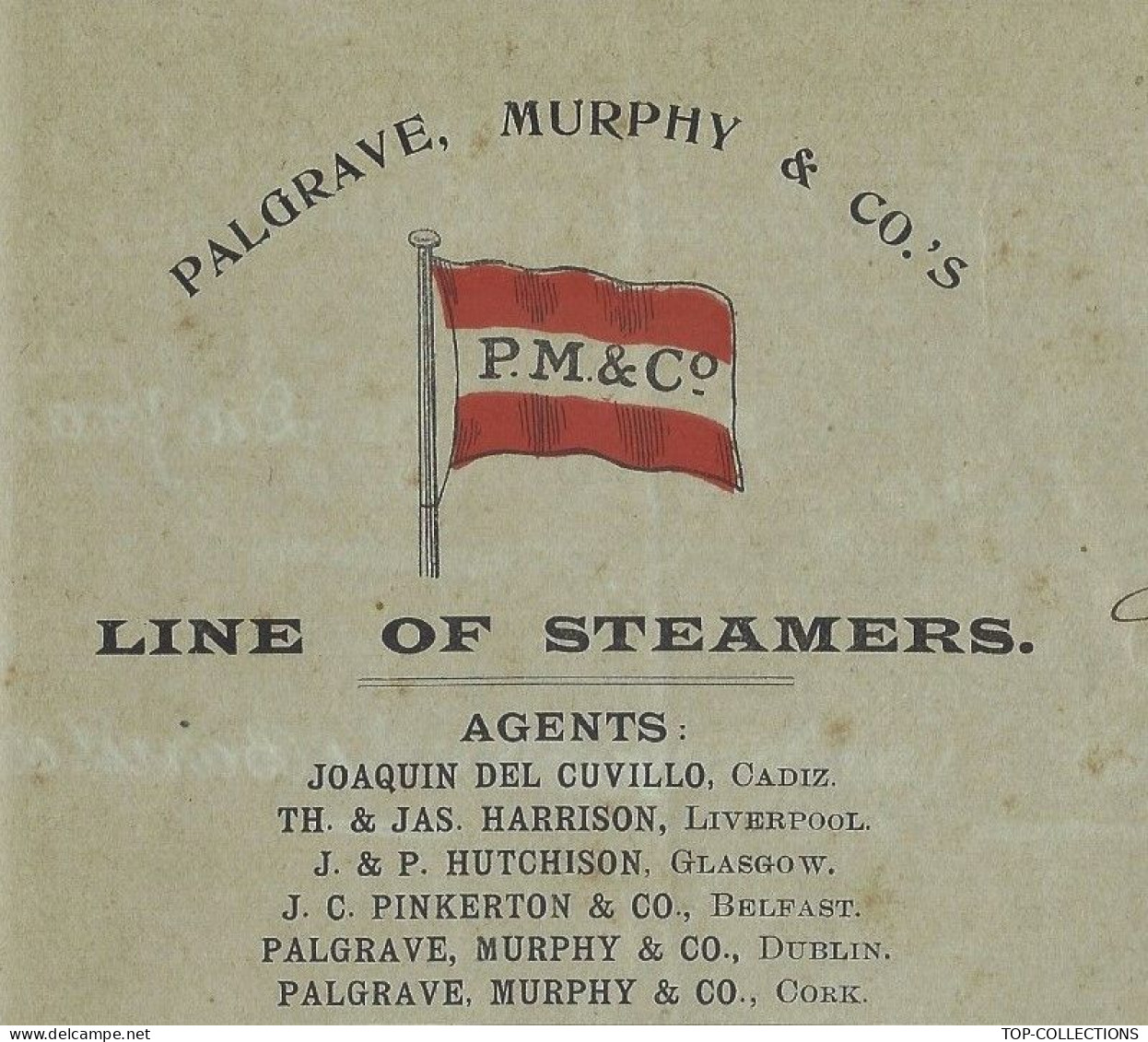 1904 BILL OF LADING CONCOCIMIENTO Palgrave Murphy  Irish  Cy  Line Of Steamers  Cadiz  Sherry Wine Alcool  Liverpool - Spain