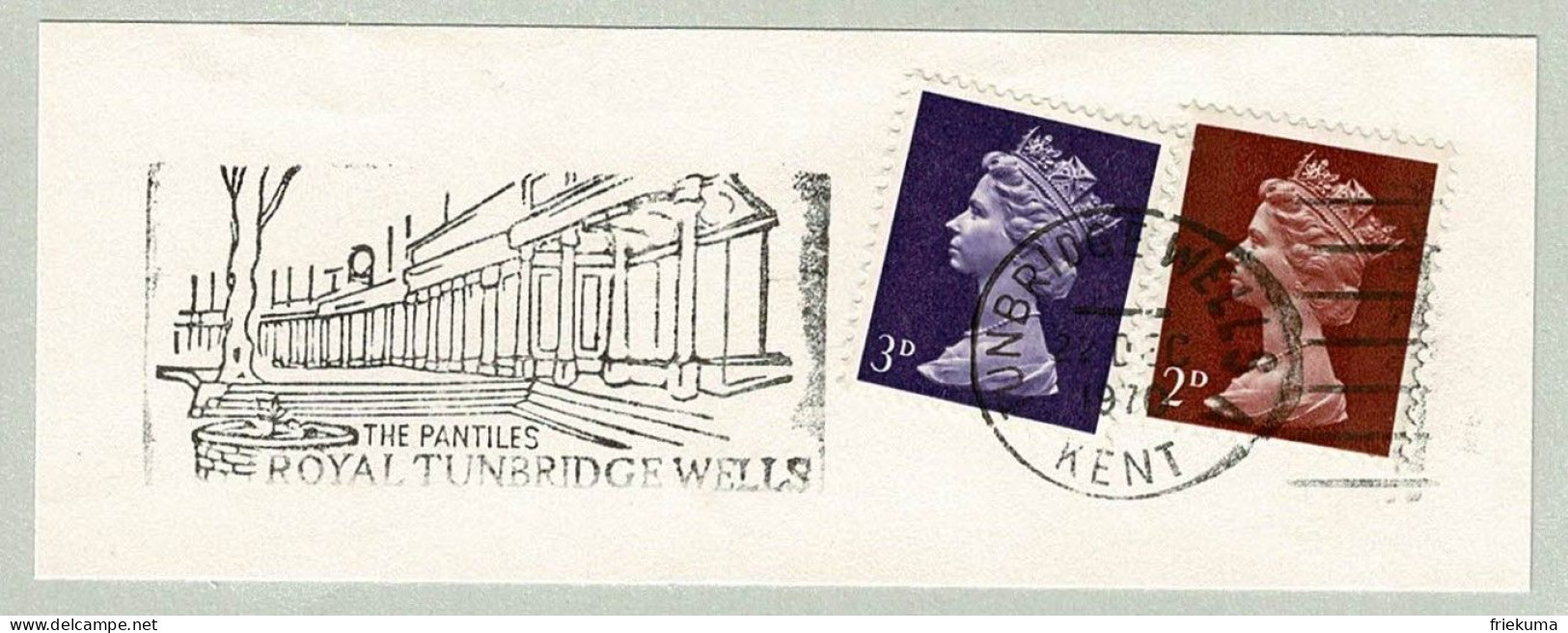 Grossbritannien / United Kingdom 1970, Flaggenstempel Tunbridge Wells, Pantiles, Kurpromenade - Termalismo