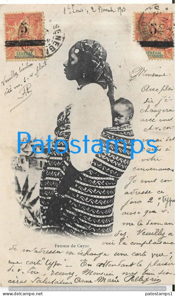 211613 AFRICA SENEGAL DAKAR COSTUMES WOMAN AND BABY CIRCULATED TO URUGUAY POSTAL POSTCARD - Non Classés