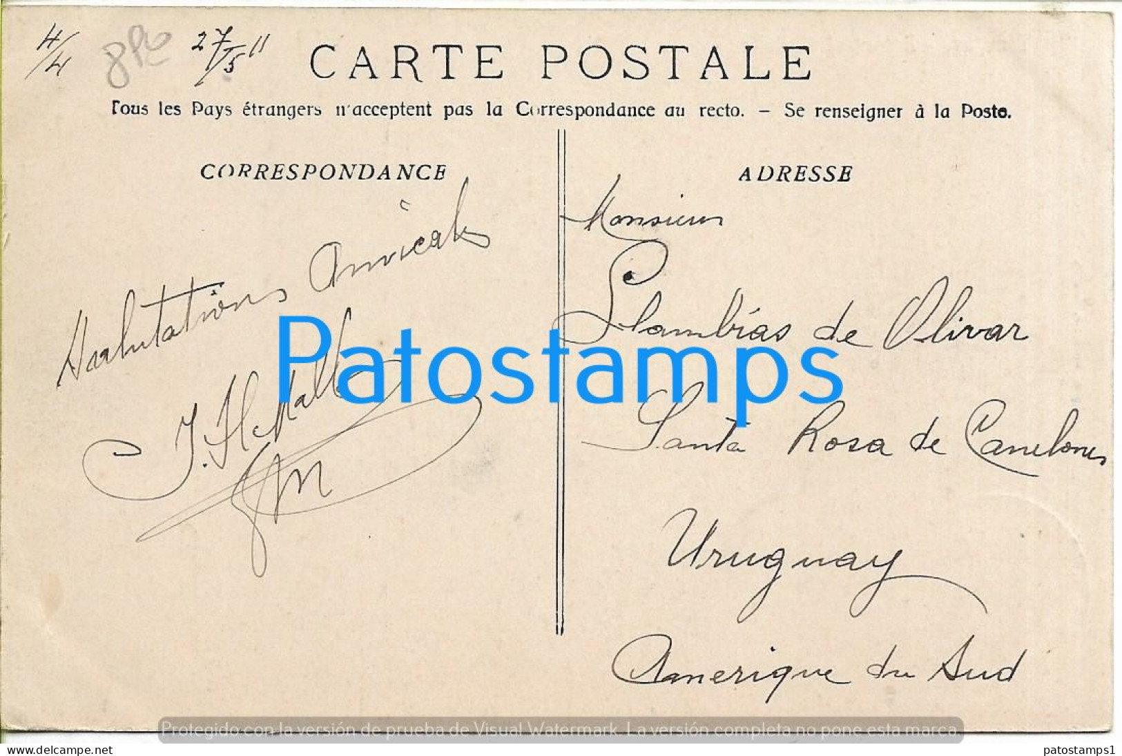 211615 AFRICA TAMATAVE BOULEVARD MILITARY CIRCULATED TO URUGUAY POSTAL POSTCARD - Non Classés