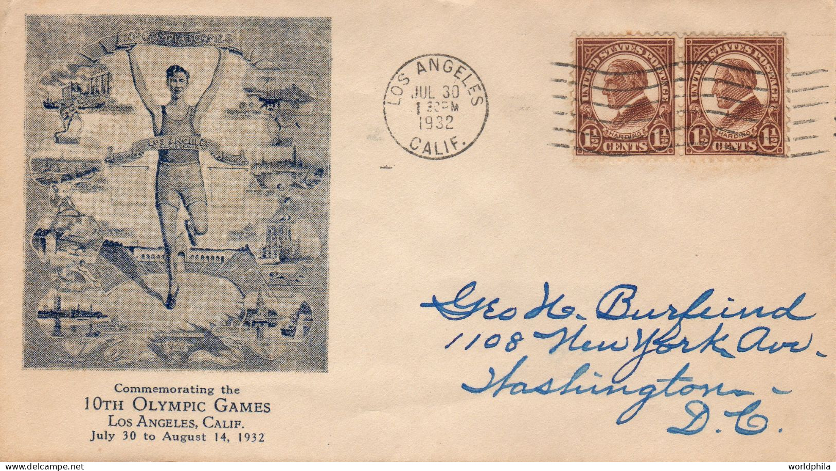 USA 30.July.1932 First Day Of The Olympic Games Circulated Cacheted Cover II - Estate 1932: Los Angeles