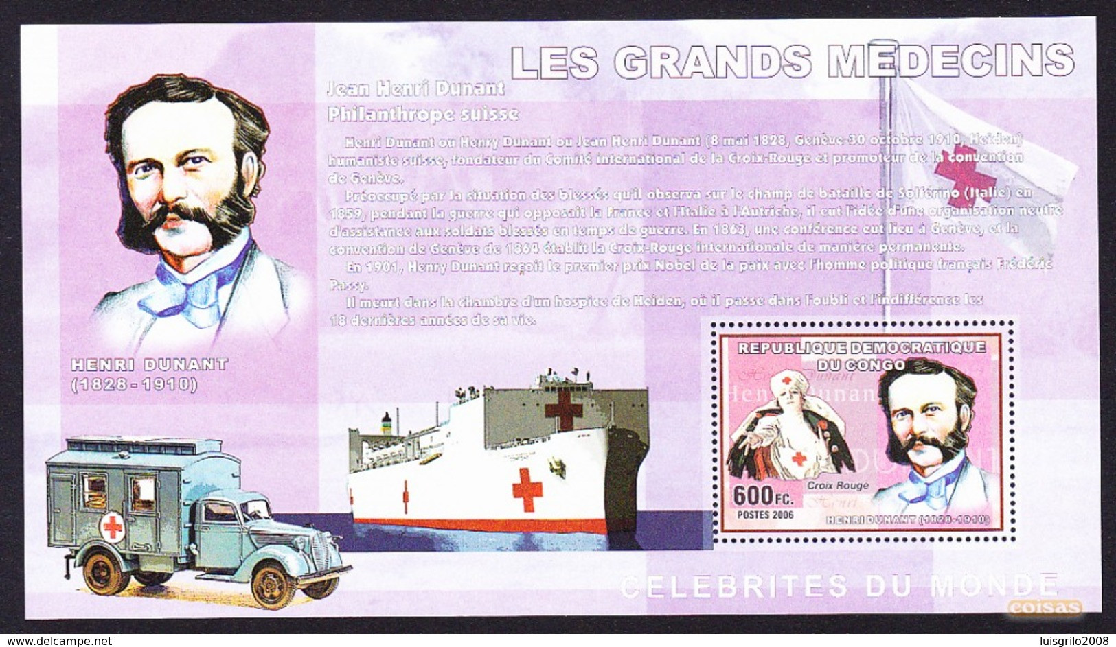 Henri Dunant/ Croix Rouge - Les Grands Medecins -|- Congo, 2006 - Perforated . MNH - Henry Dunant