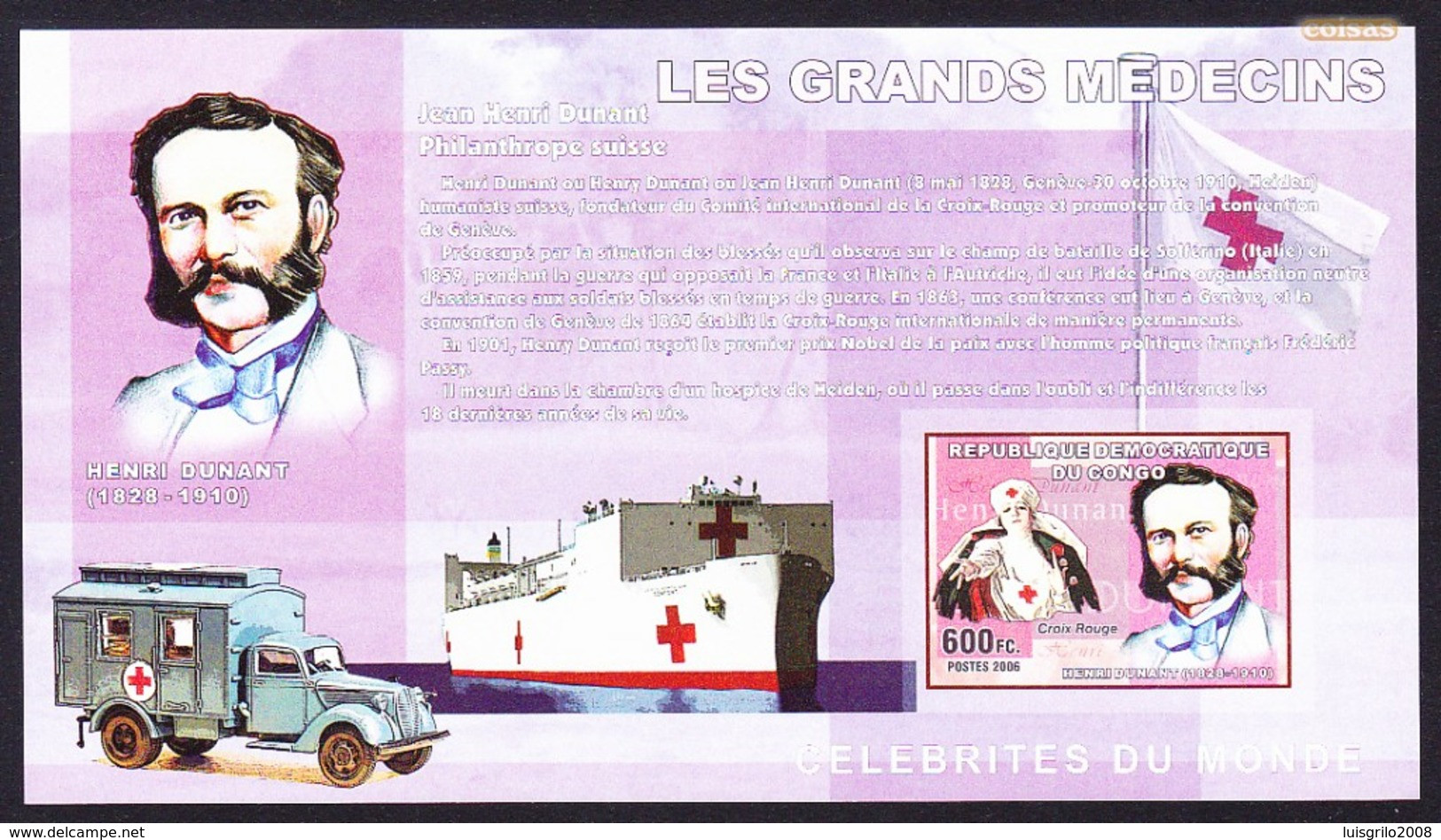 Henri Dunant/ Croix Rouge - Les Grands Medecins -|- Congo, 2006 - Imperforated . MNH - Henry Dunant