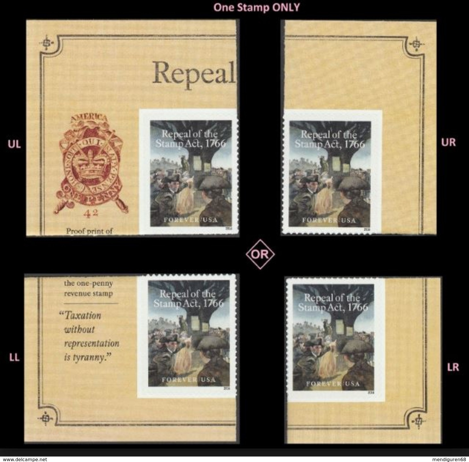 VERINIGTE STAATEN USA 2016 REPEAL OF THE ACT FOREVER SHEET 4xF BORDER SIDES MNH SC 5064 MI 5238 YT 4872 - Neufs