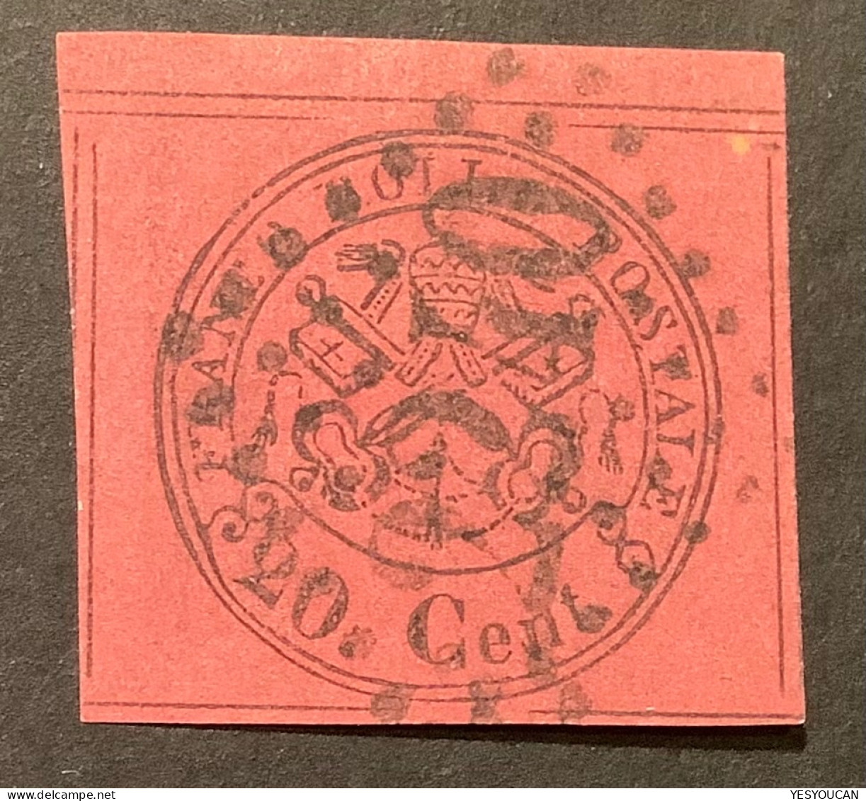 RRR !  GC 2240=MARSEILLE FRANCE FROM SHIP MAIL R3 =6750€, Stato Pontificio 1867 20c Sa.18 VF (Etats Pontificaux Italie - Kerkelijke Staten