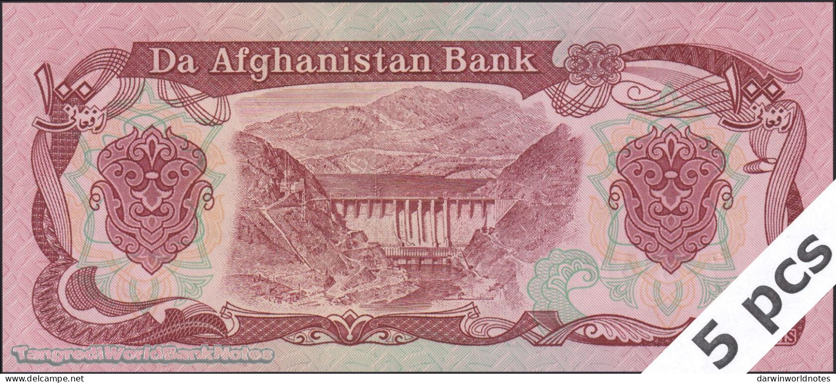 DWN - AFGHANISTAN P.58c - 100 Afghanis SH 1370 (1991) UNC Various Prefixes DEALERS LOT X 5 - Afghanistán