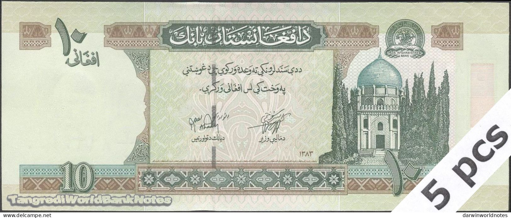 DWN - AFGHANISTAN P.67b1 - 10 Afghanis SH 1383 (2004) UNC Various Prefixes DEALERS LOT X 5 - Afghanistan