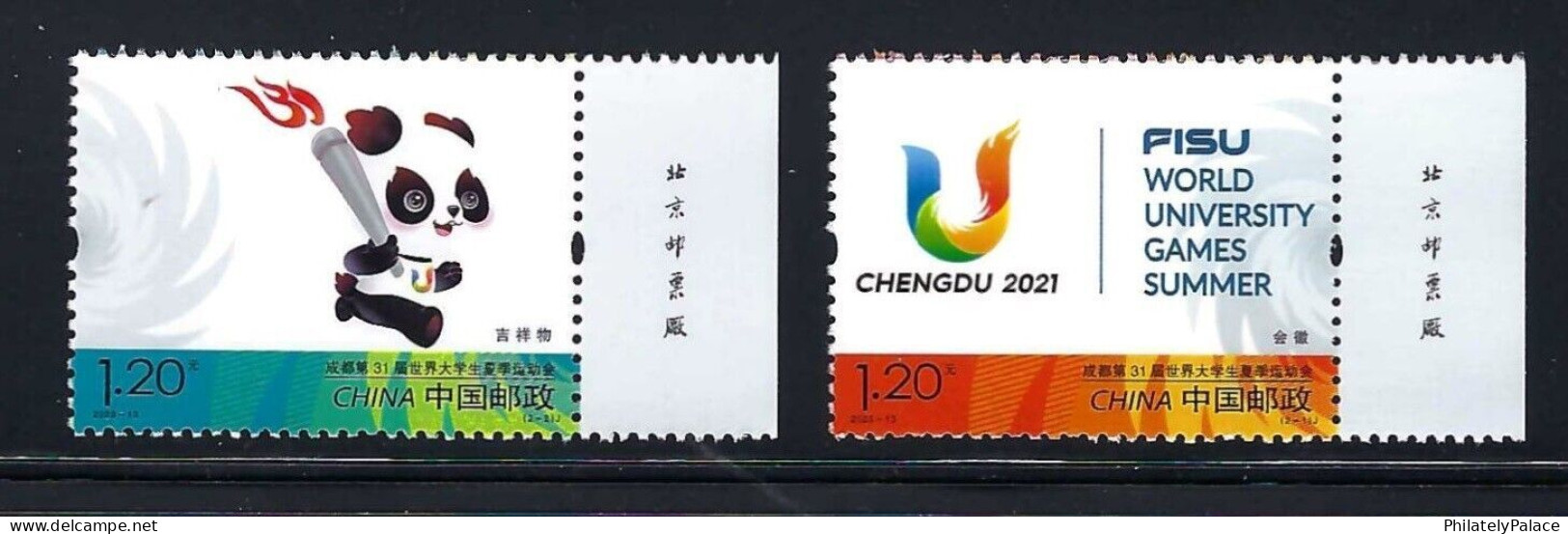 CHINA 2023 IMPRINT Chengdu 2021, FISU University Games, Sport, Panda, 2V Stamp MNH - Nuevos