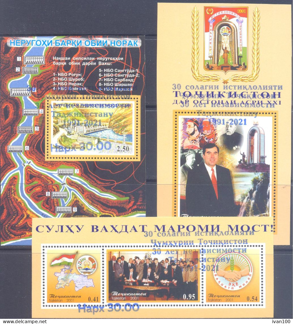 2021. Tajikistan, 30th Y Of Independence, 3s/s With OP, Mint/** - Tajikistan