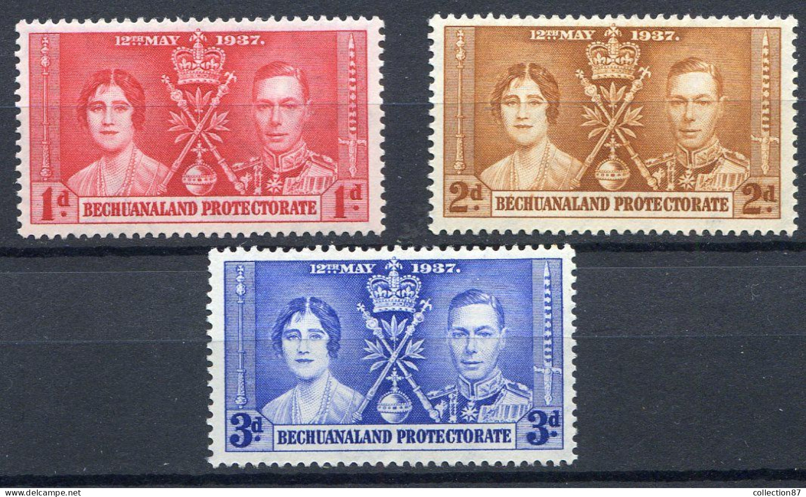 BECHUANALAND < Yv. N° 62 à 64 * Neuf Ch - MH * - COURONNEMENT GEORGES VI - 1885-1895 Crown Colony