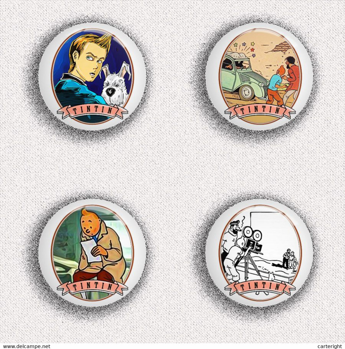 210 X TINTIN BADGE BUTTON PIN SET 5 (1inch/25mm Diameter) - Pin's