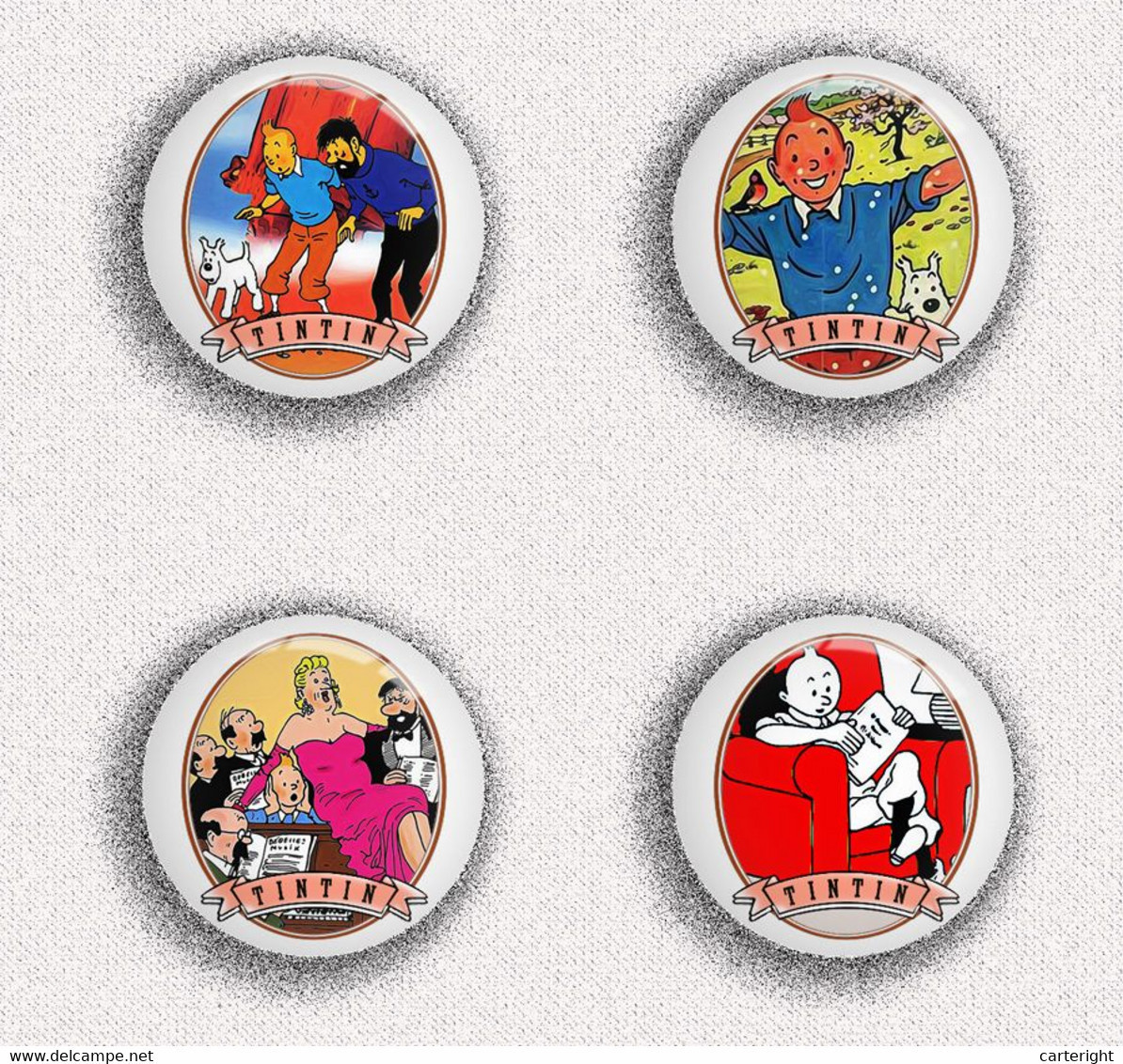 210 X TINTIN BADGE BUTTON PIN SET 5 (1inch/25mm Diameter) - Pin's