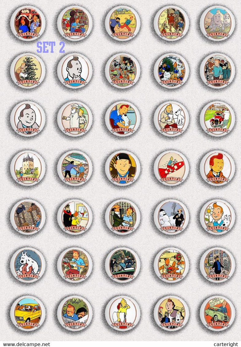 210 X TINTIN BADGE BUTTON PIN SET 5 (1inch/25mm Diameter) - Pin's