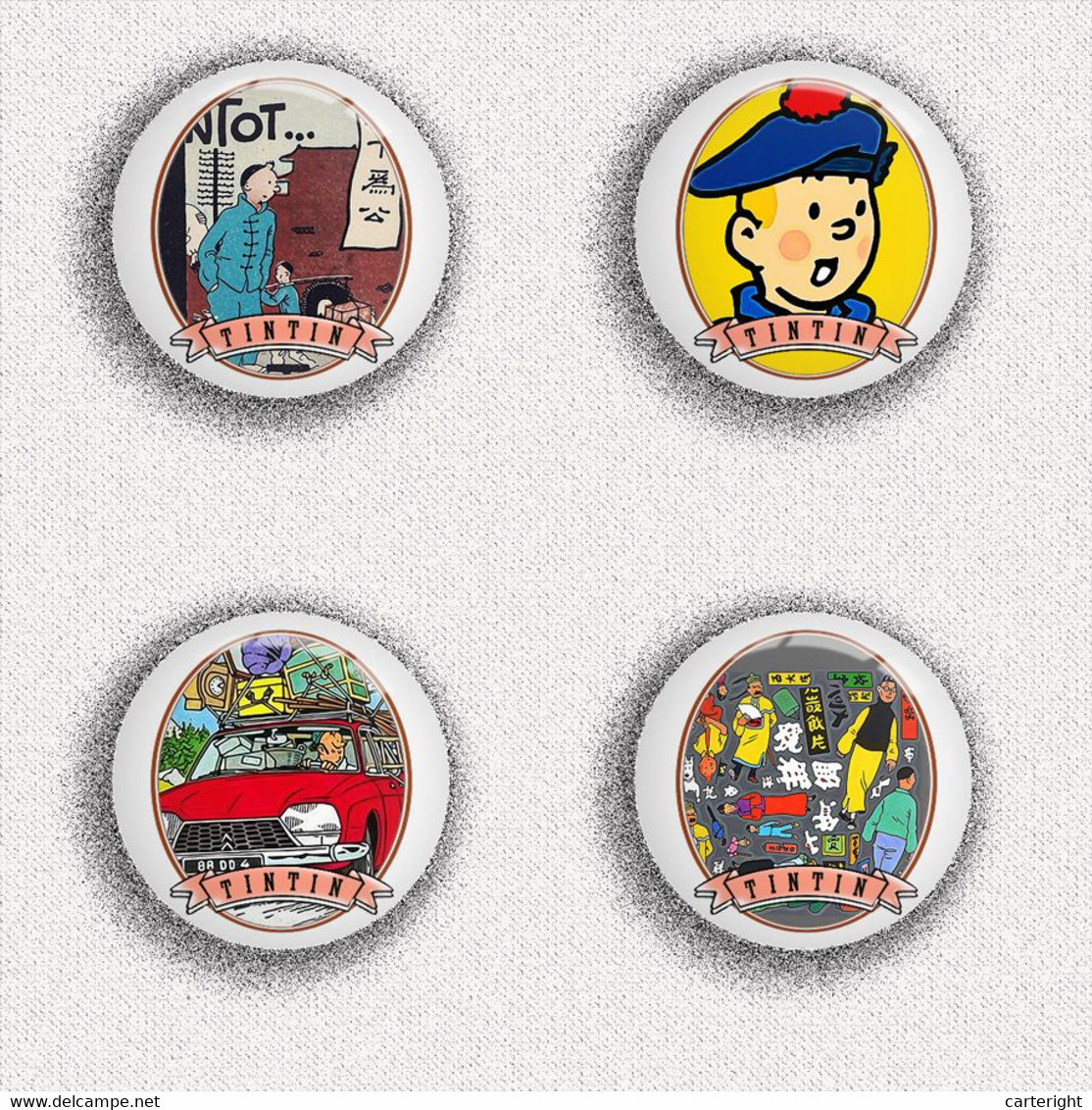 210 x TINTIN BADGE BUTTON PIN SET 5 (1inch/25mm diameter)