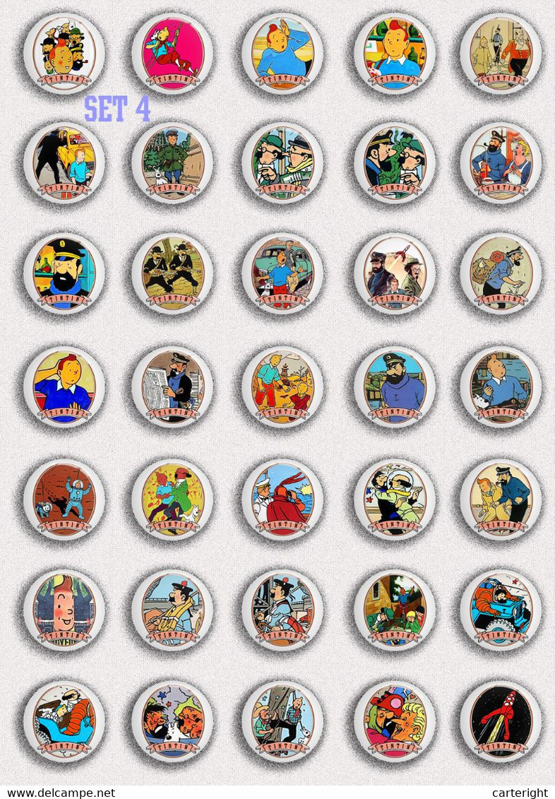 210 x TINTIN BADGE BUTTON PIN SET 5 (1inch/25mm diameter)