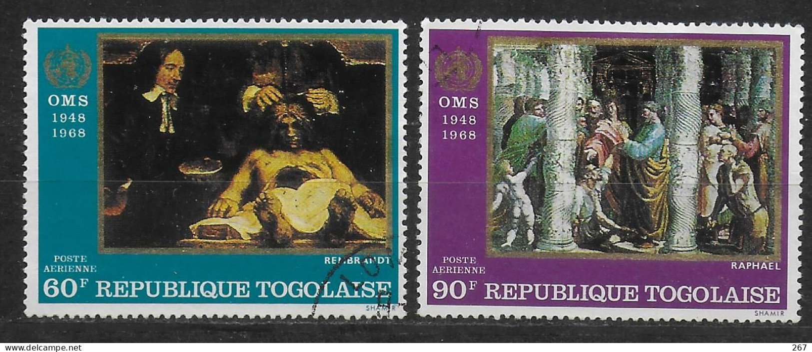 TOGO  PA 95/96  Oblitere Oms Tableaux Raphael Rembrandt - OMS