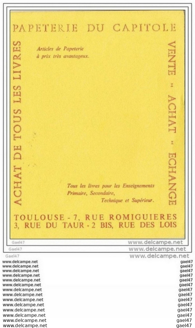 BUVARD  Réf-JP- Ww-N-936 (  Avec PUB  )    La Librairie Du  CAPITOLE  -- 7, Rue Romiguières  31 Toulouse - Stationeries (flat Articles)